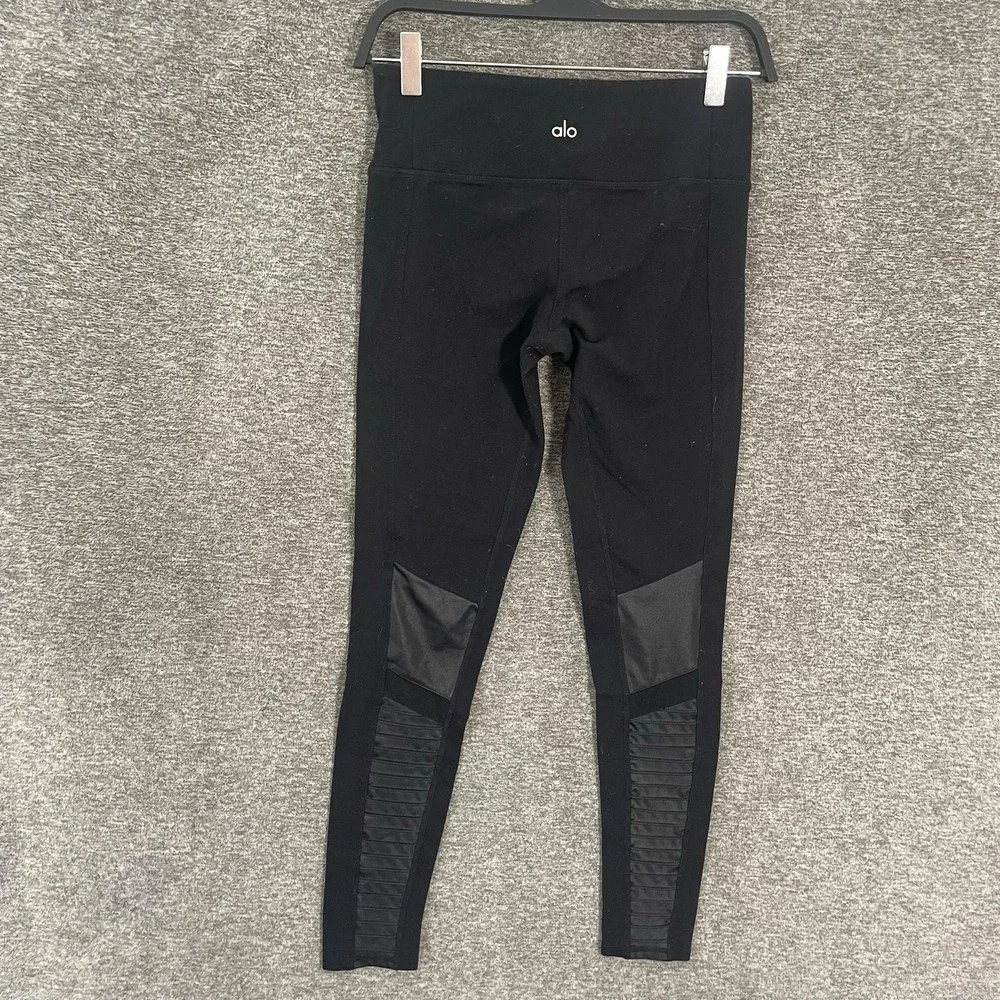 Alo Yoga Leggings Womens Small Black Moto High Waist Ankle Athletic Yoga Stretch
